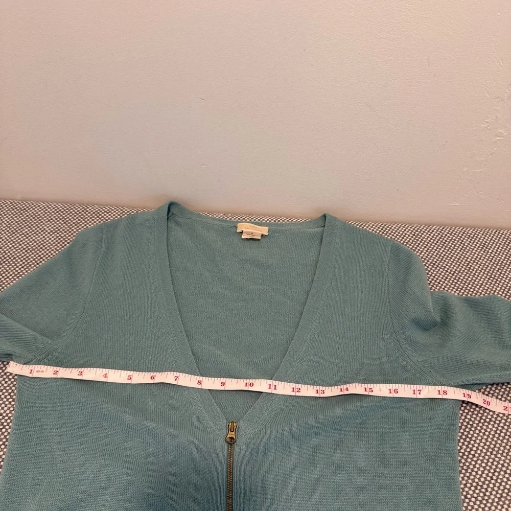 J. Crew Light Blue 100% Cashmere Zip Cardigan. Size Medium.
